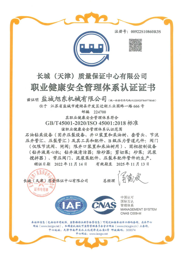 職業(yè)健康安全管理體系認(rèn)證證書(shū)